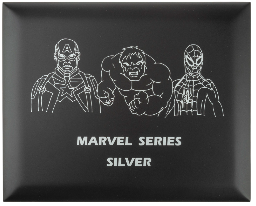 Marvel zilver 1 oz front 101munten verzameldoos marvel