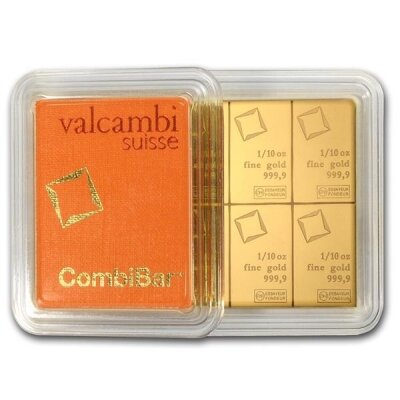 10 x 1/10 oz Goudbaar Valcambi Combibar