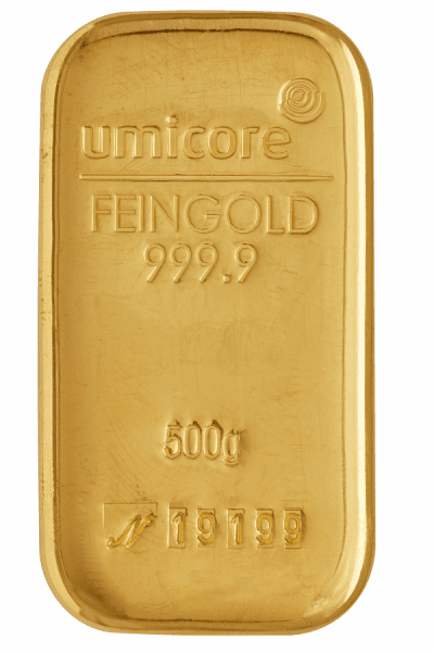 500 gram Umicore goudbaar