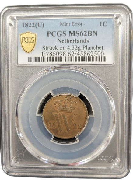 1 Cent 1822 Utrecht Ms62 BN