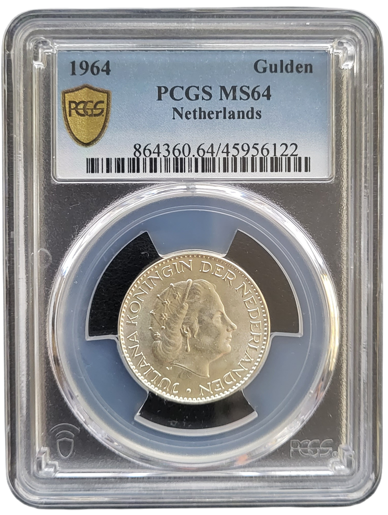 1G 1964 PCGS MS64 Front 1 gulden 1964 zilver gecertificeerd