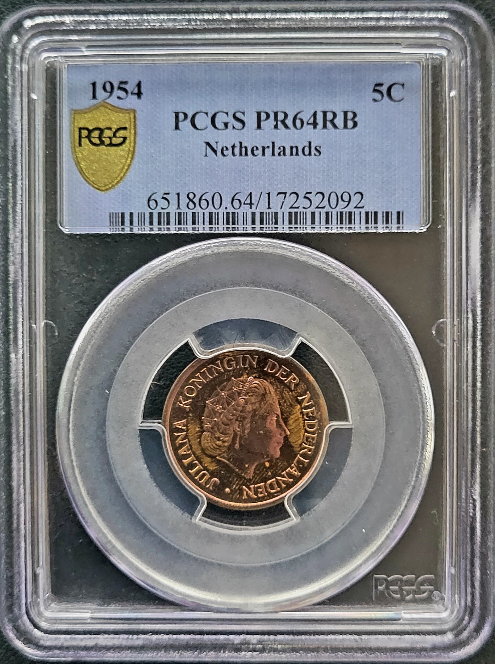 5 Cent 1954 proof voorzijde 5 Cent 1954 Proof PR64RB