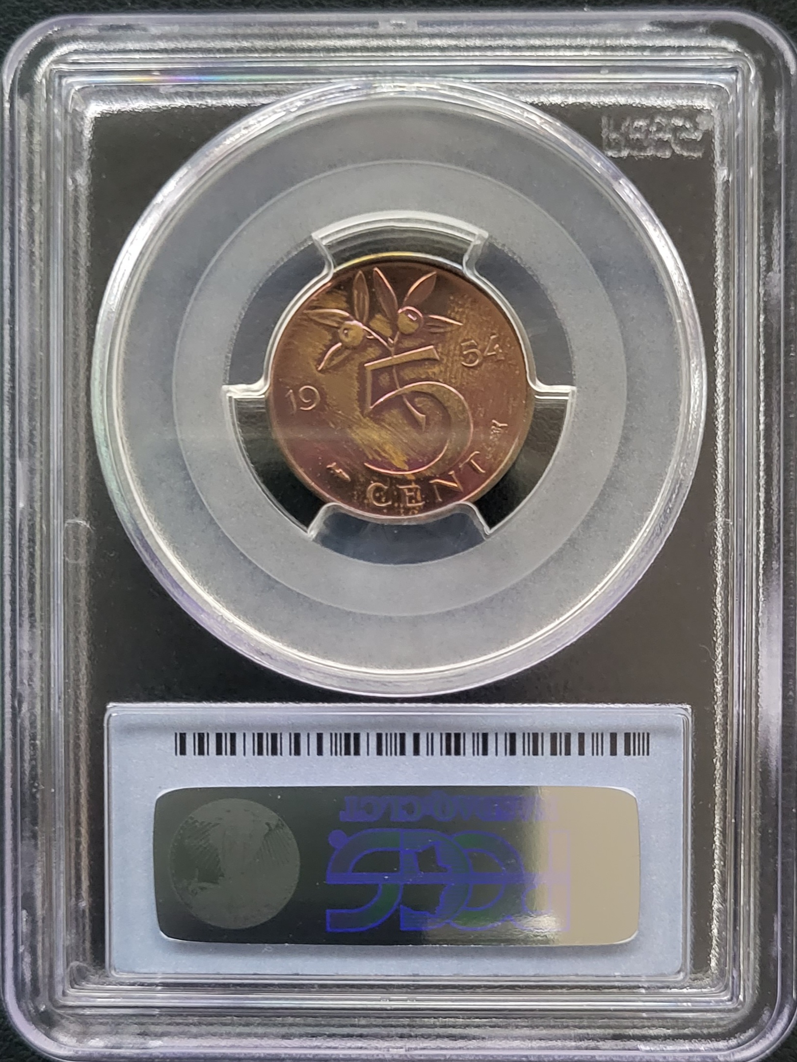 5 Cent 1954 Proof 5 Cent 1954 Proof PR64RB achterzijde