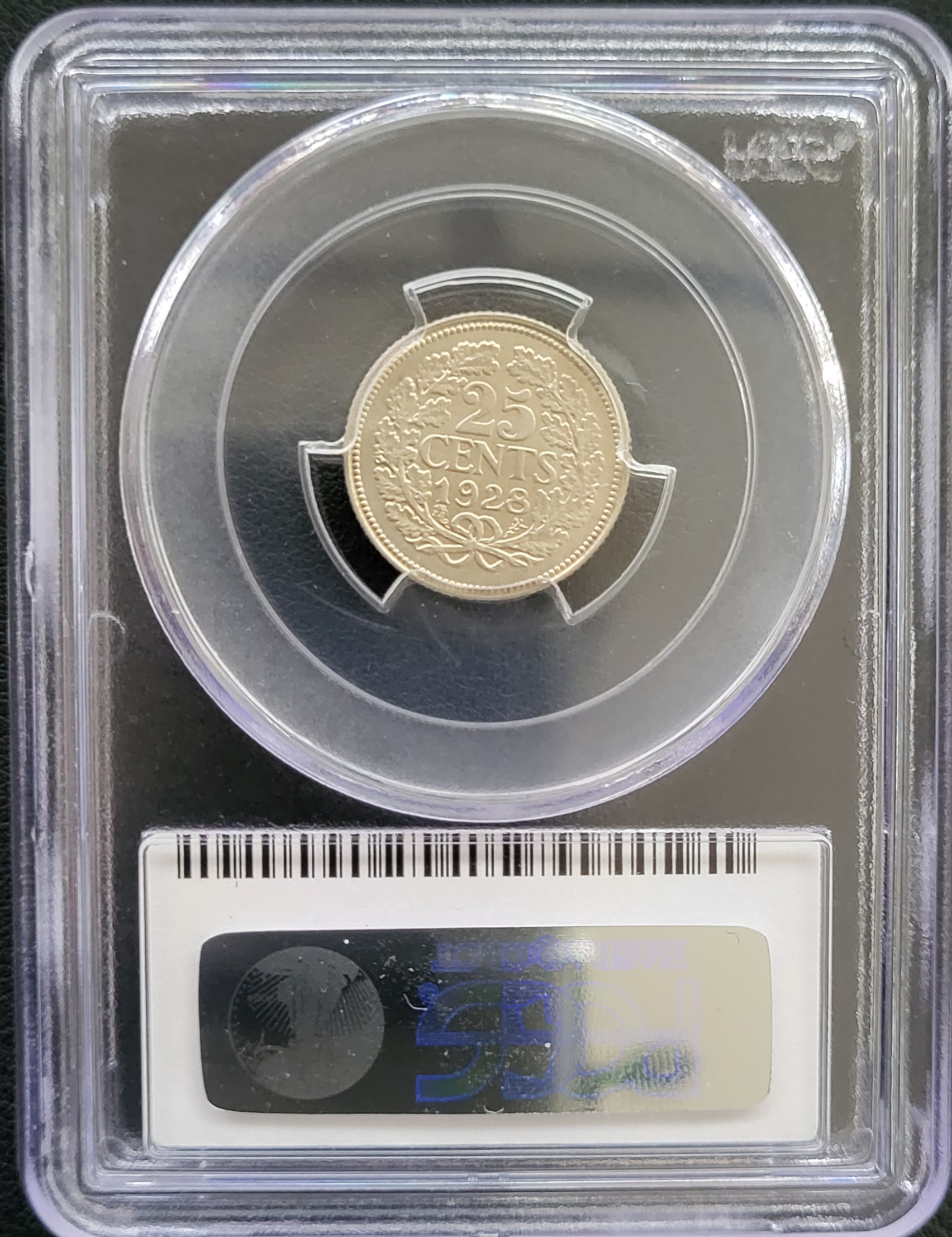 25 Cent 1928 PCGS MS64 Top Pop Achterzijde 25 Cent 1928 PCGS MS64 Top Pop achterzijde