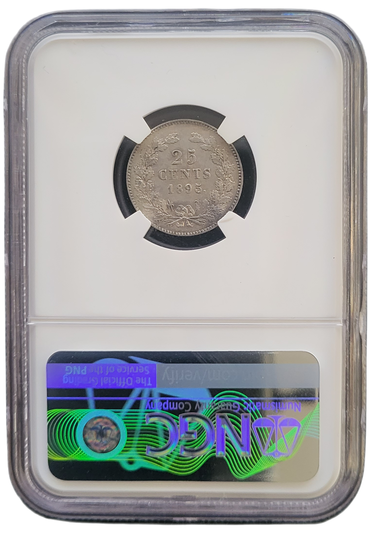 25C 1895 NGC Slanted Mintmaster Mark back