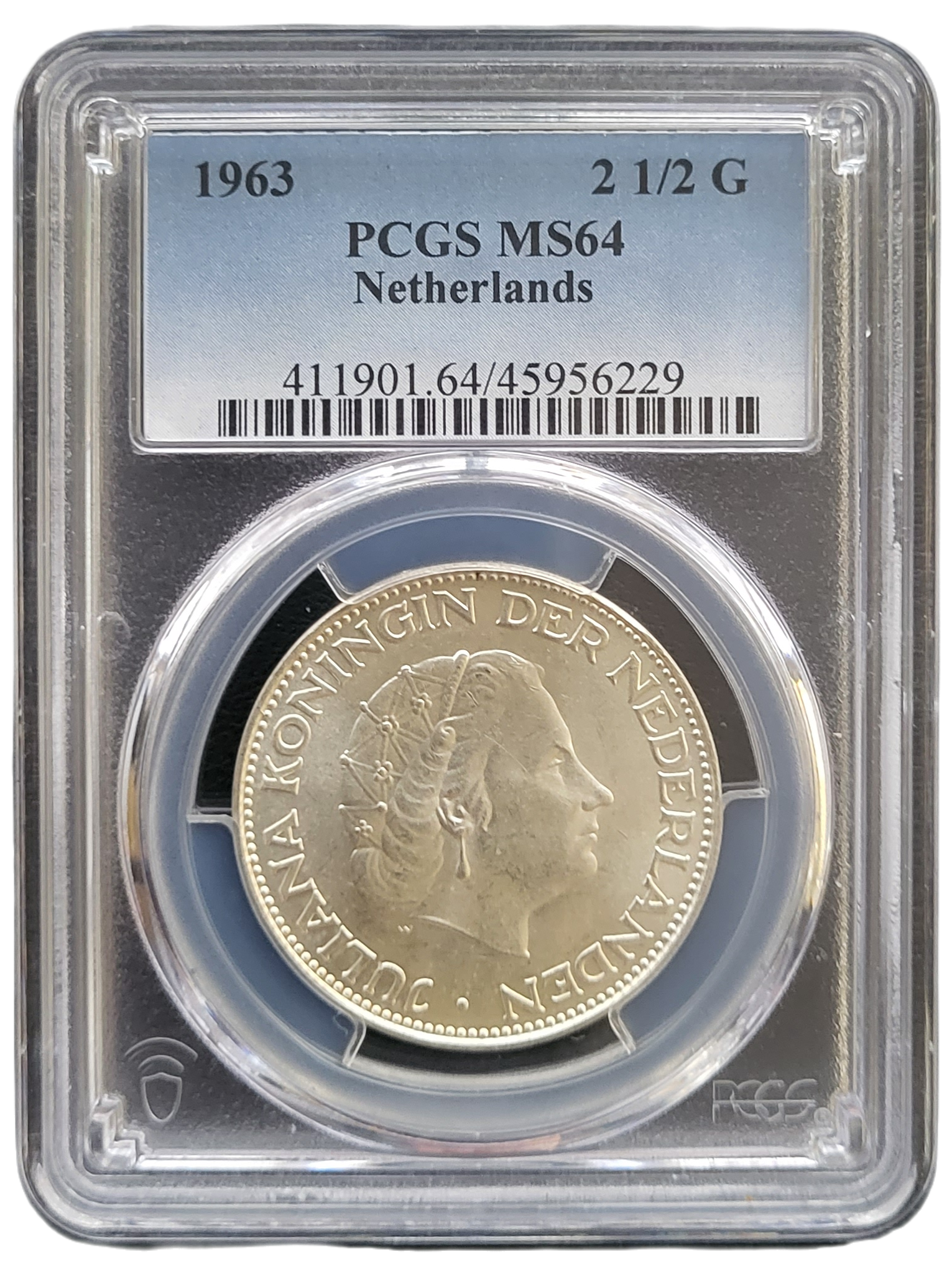 2,5G 1963 PCGS MS64 Front 2 1/2 gulden 1963 MS64