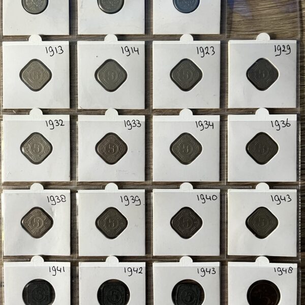 serie 5 cent 1907 t/m 1948 compleet