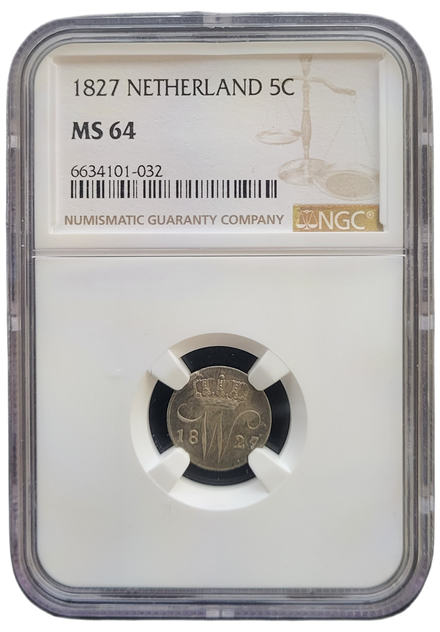 5C 1827 NGC MS64 Front 5 cent 1827 Utrecht MS64