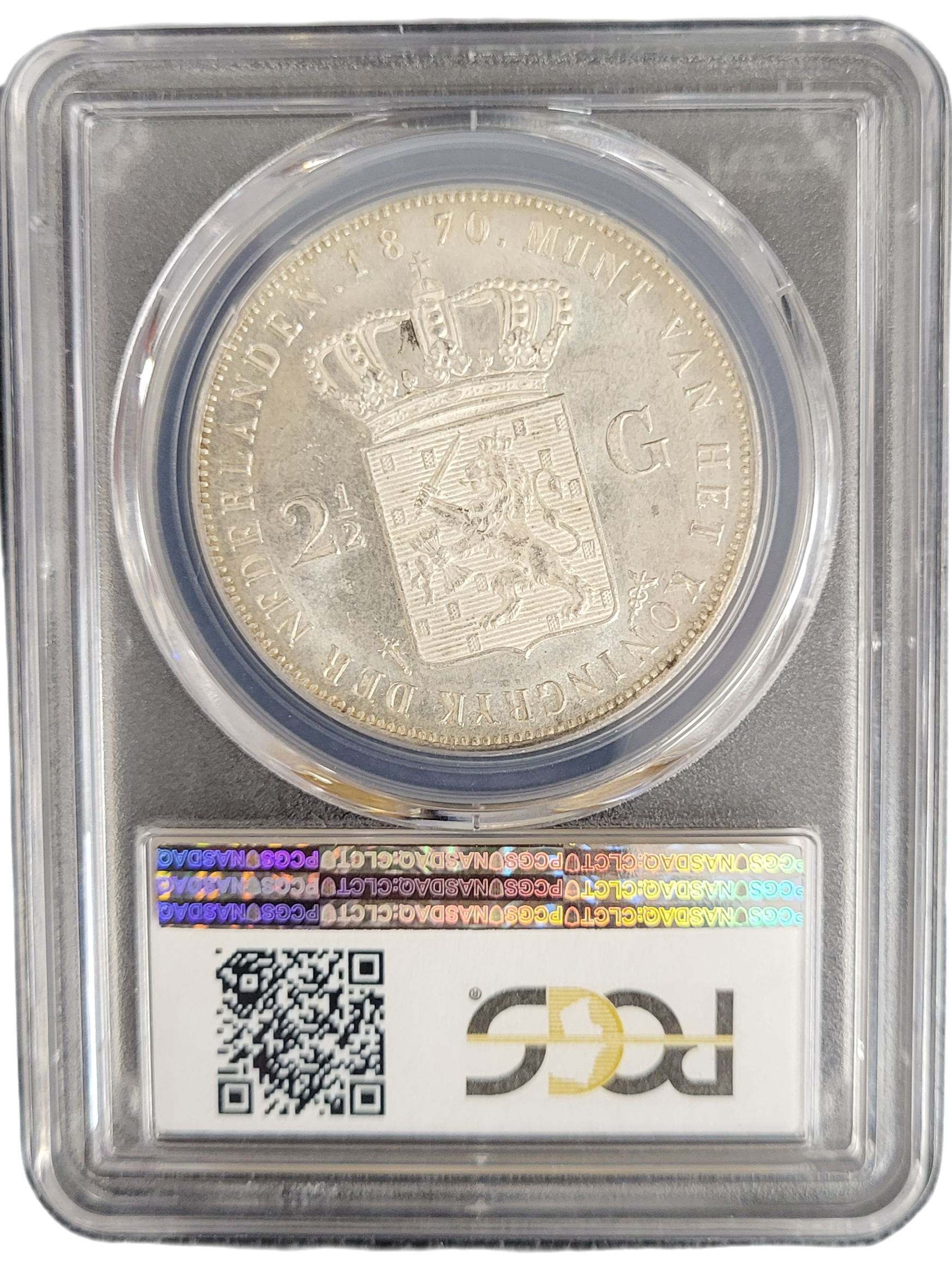 Koning Willem III 2 1.2 Gulden 1870 MS64+ PCGS-back