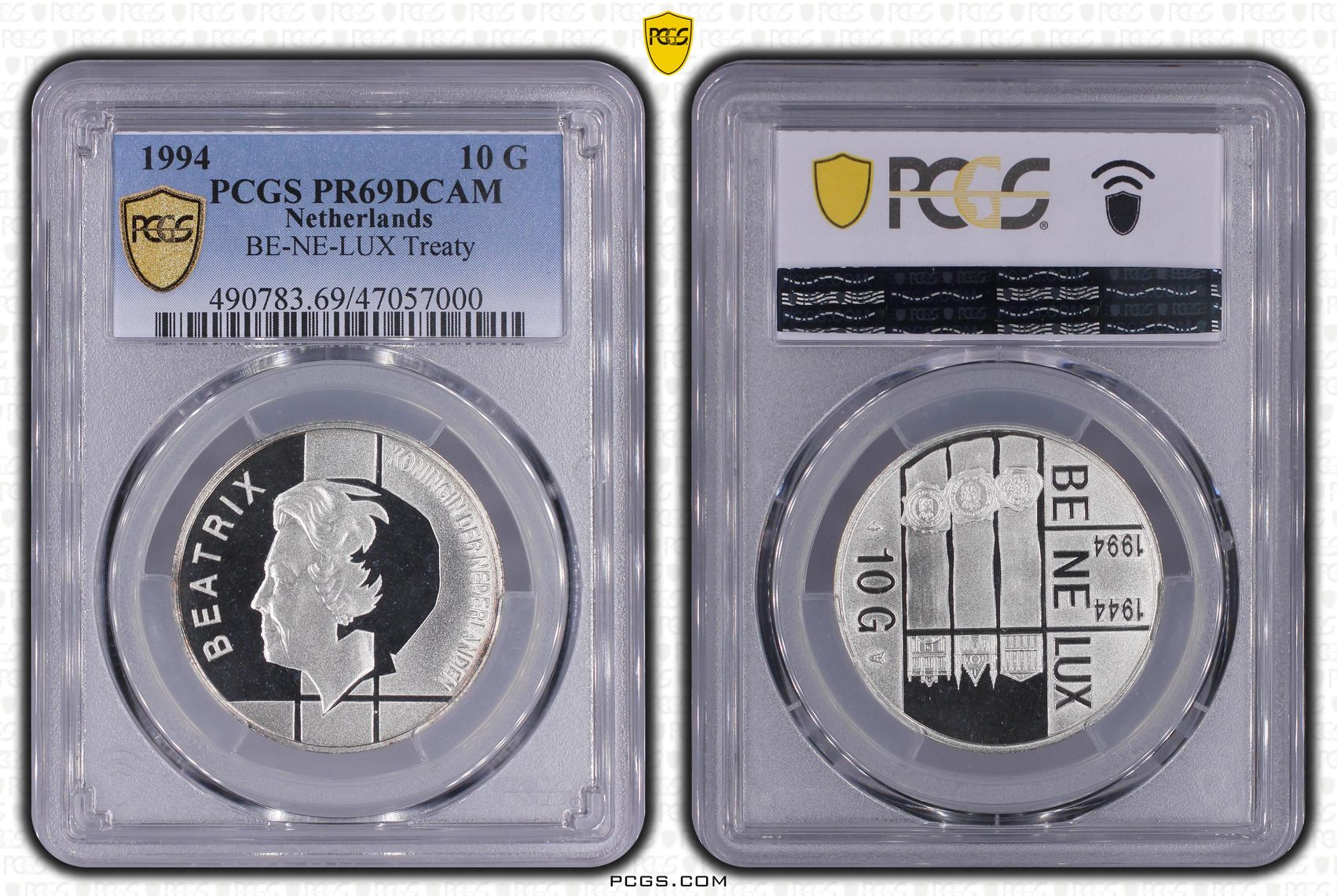 10 gulden 1994 PR69DCAM Benelux verdrag PCGS