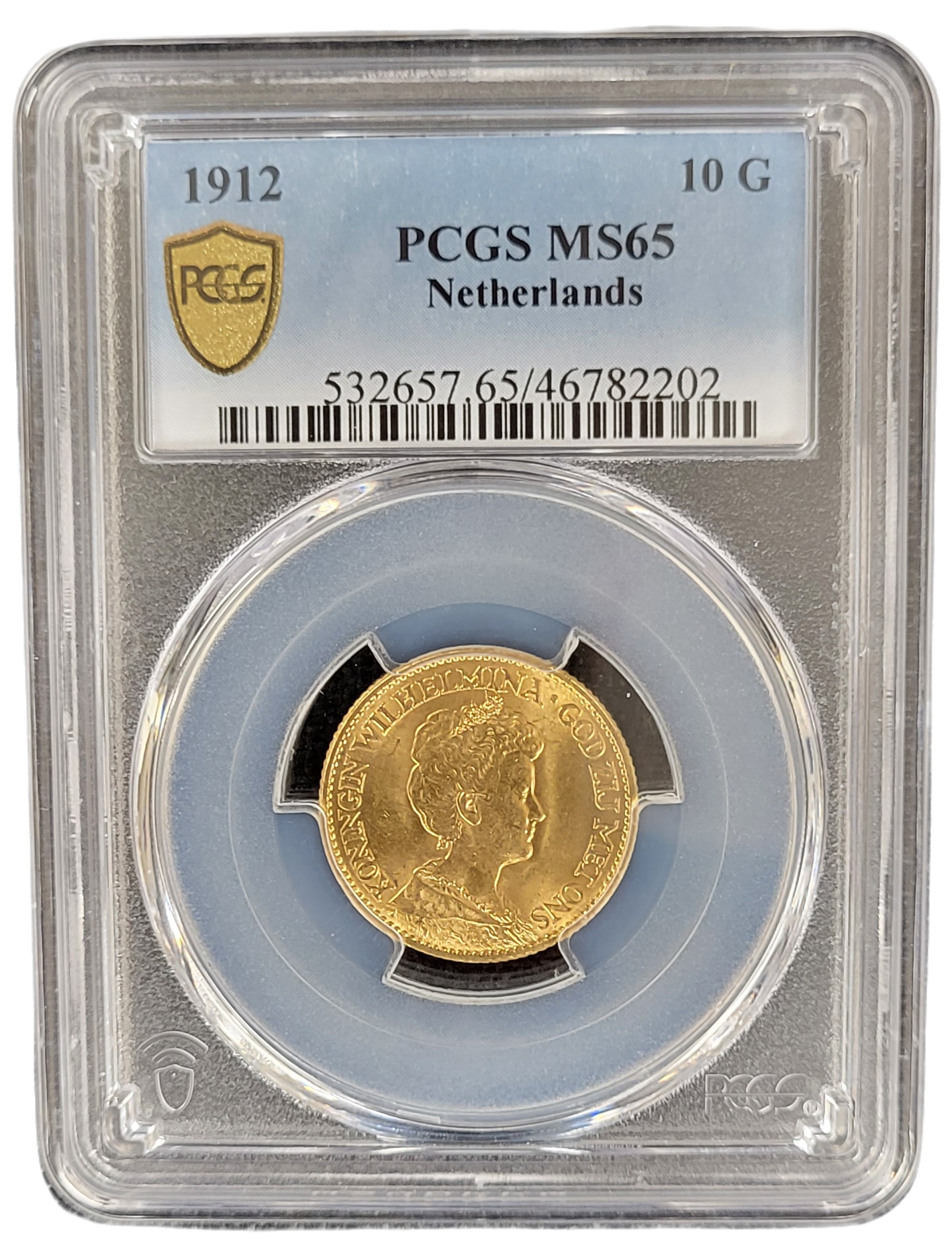 Gouden 10G 1912 PCGS MS65 Front 10 gulden 1912