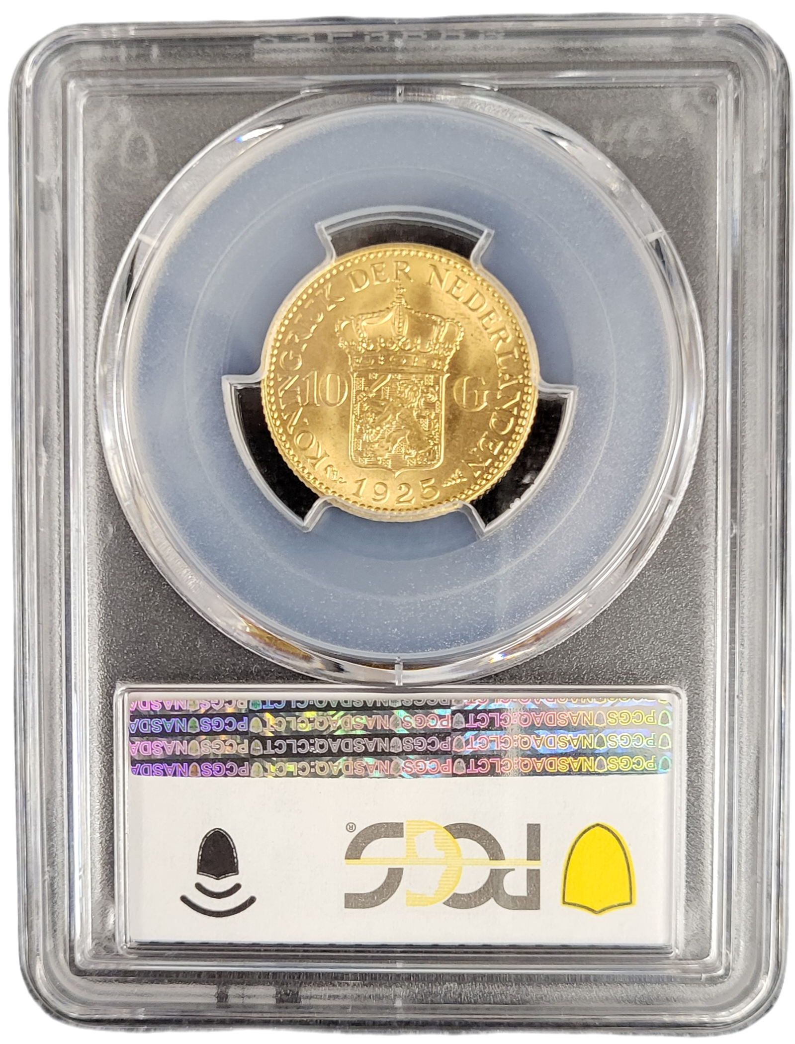 Gouden 10G 1925 PCGS MS65 pearls below back