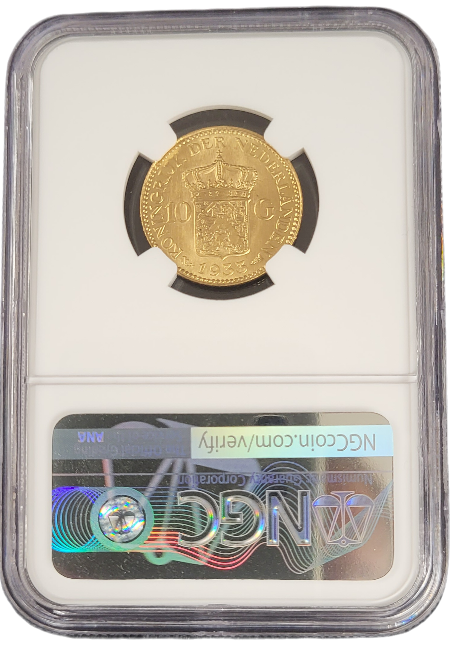 Gouden 10G 1933 NGC MS66 back