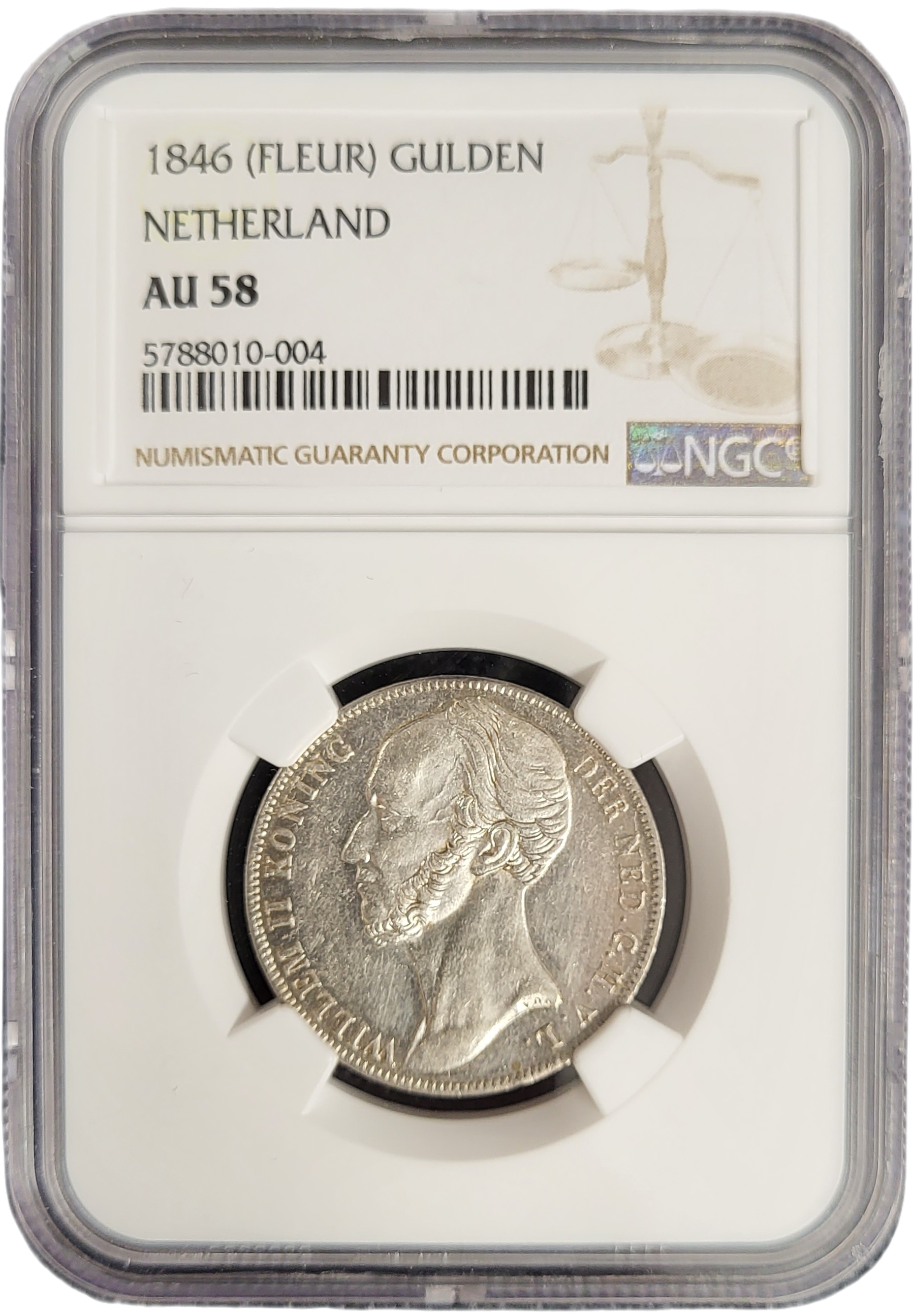 Koning Willem II 1 gulden 1846 lelie AU58 NGC-front