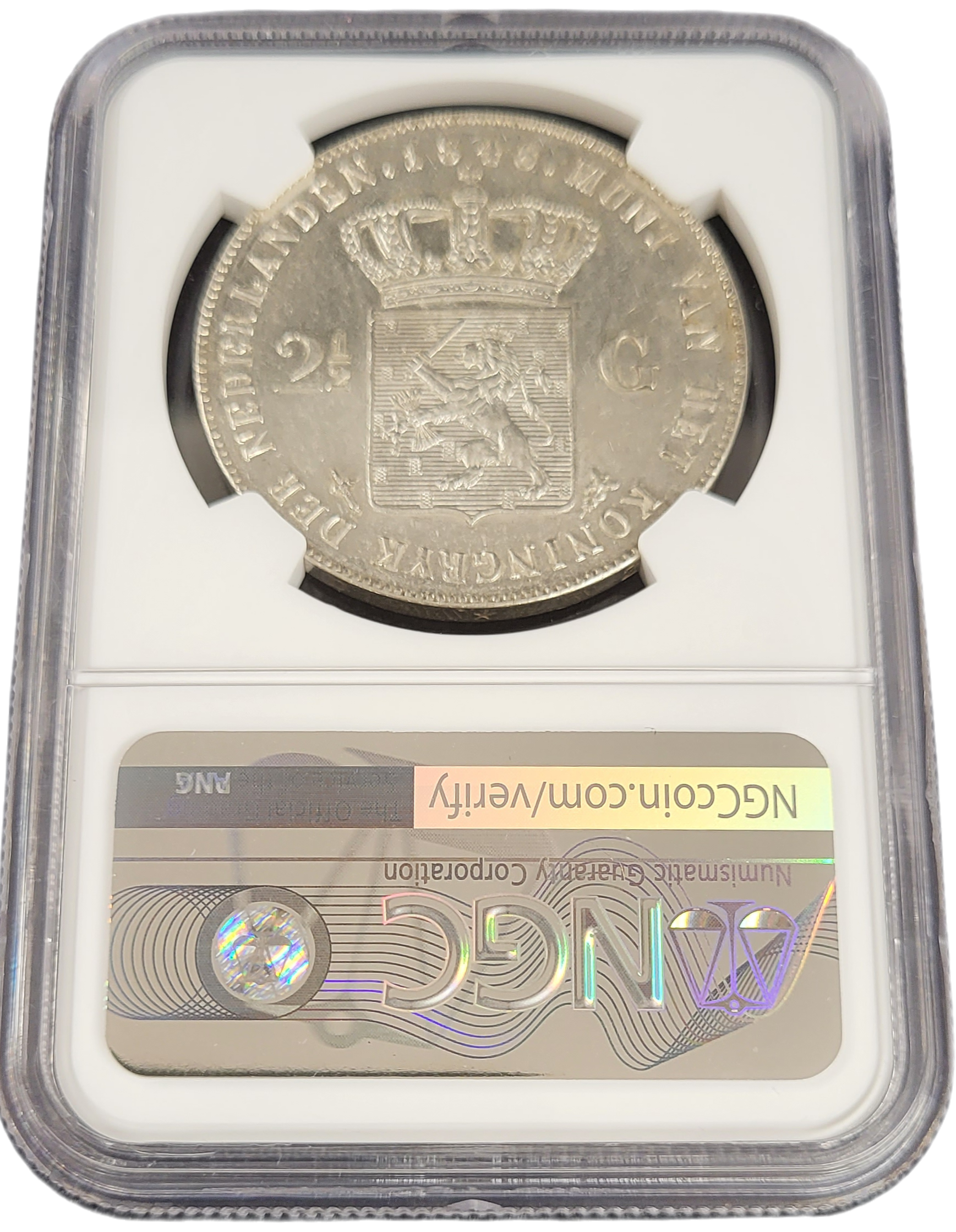 Koning Willem II 2.5 gulden 1848 MS60 NGC-back