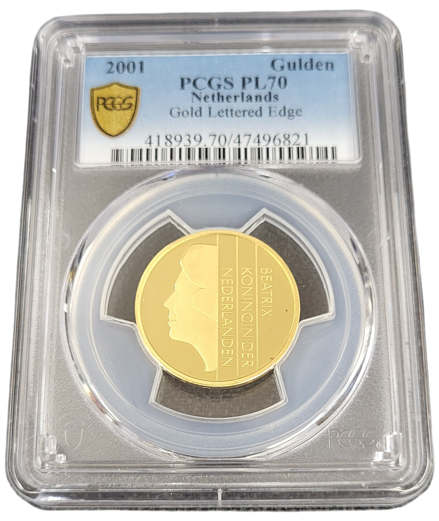 Koningin Beatrix Gouden 1 gulden 2001 PL70-front