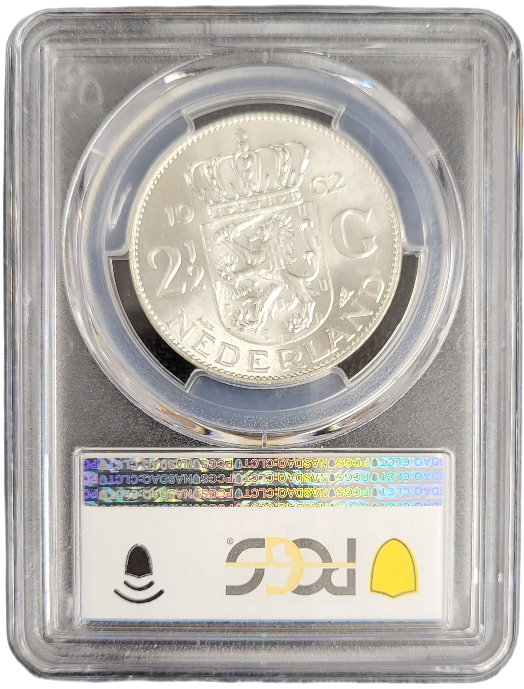 Koningin Juliana zilveren 2 1.2 gulden 1962 MS64 PCGS-back