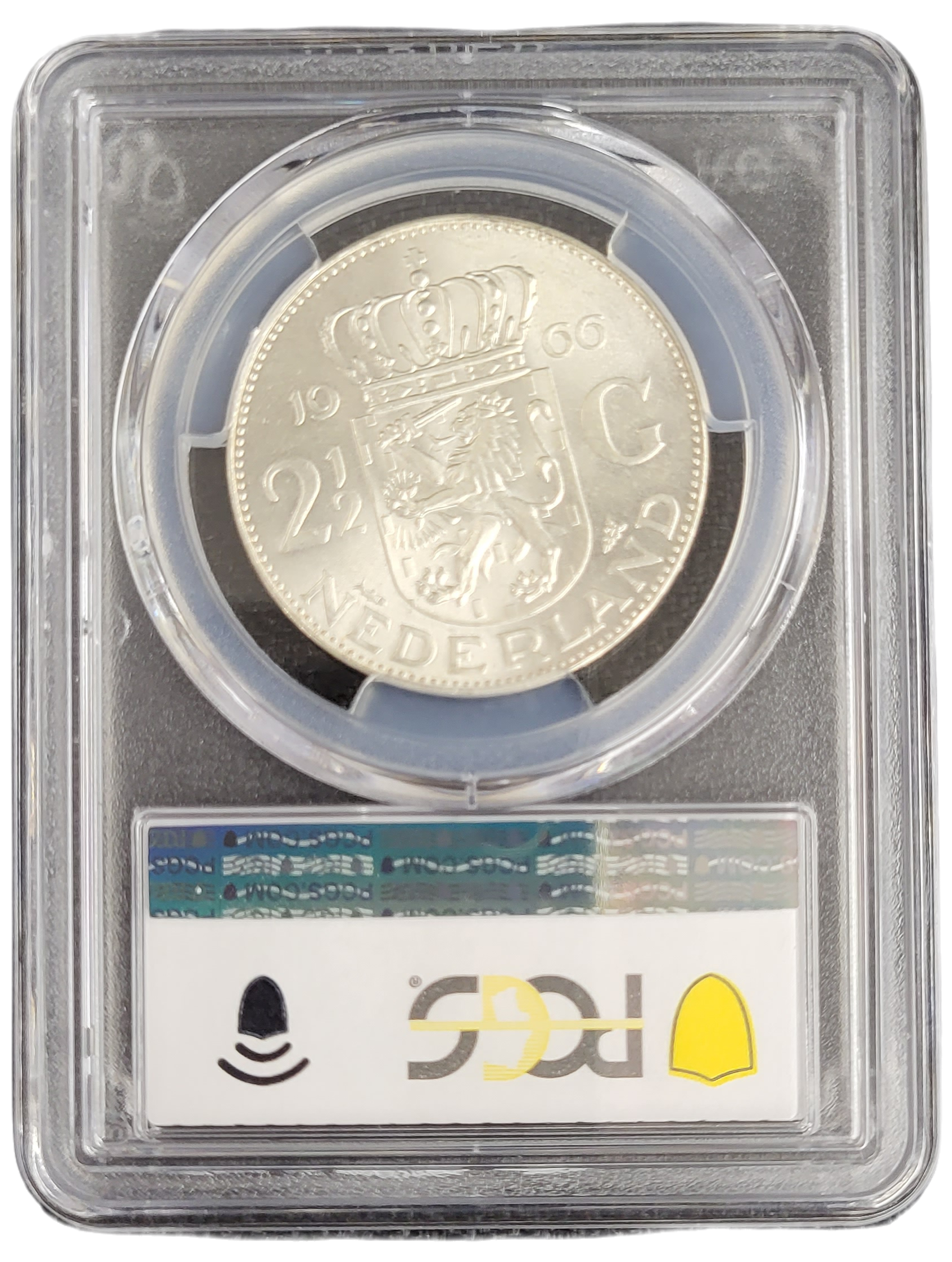 Koningin Juliana zilveren 2 1.2 gulden 1966 MS65 PCGS-back