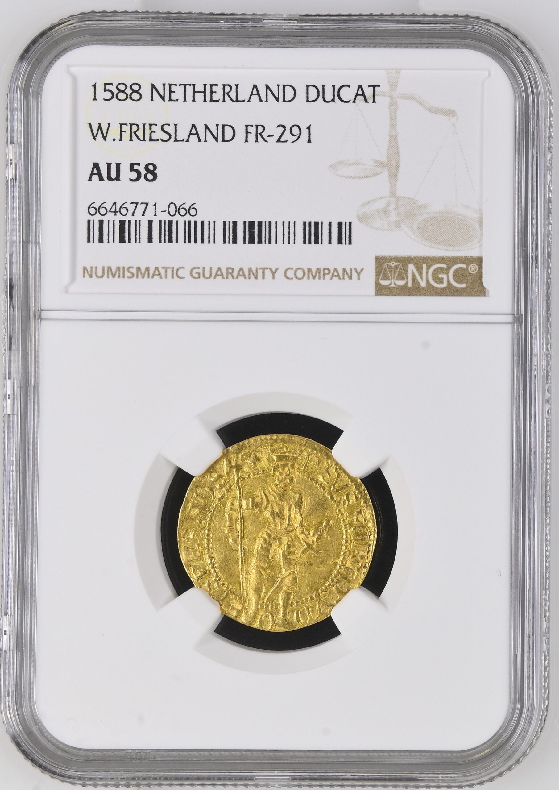 NGC6646771-066_OBV Provincie West Friesland Gouden Dukaat 1588 AU58 NGC gecertificeerd (Top pop 3/0)