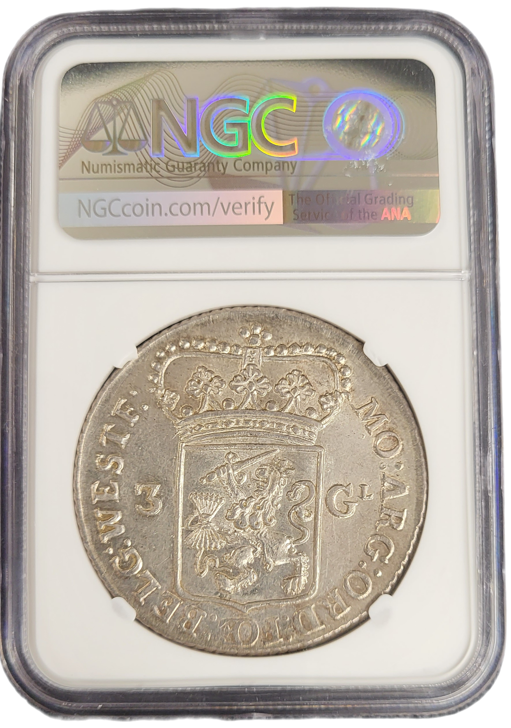 Provincie W.Friesland 3 gulden 1786 generaliteits NGC gecertificeerd MS62-back