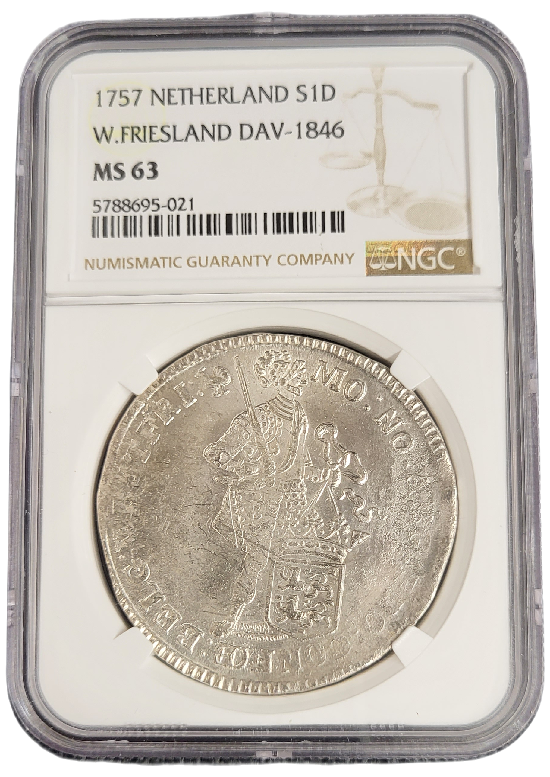 Provincie W.Friesland Zilveren Dukaat 1757 NGC-front