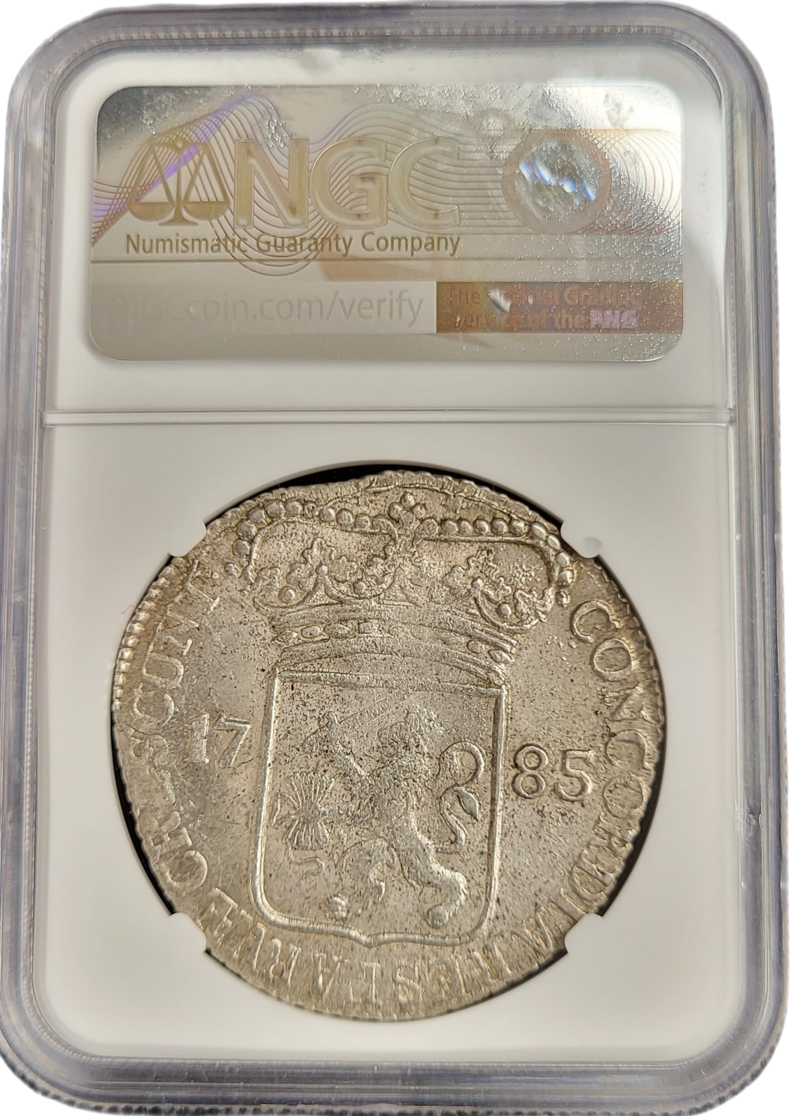 Provincie Zeeland Zilveren Dukaat 1785 NGC gecertificeerd MS62-back