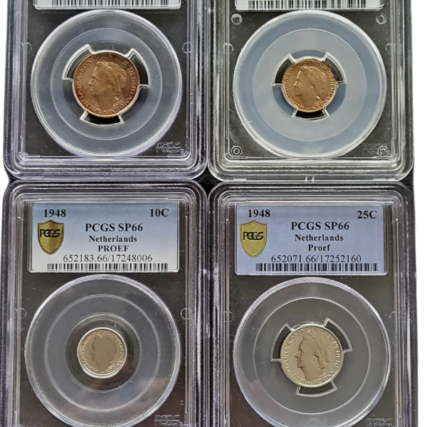 Proefset 1948 Wilhelmina Proef in de hals PCGS Top Pop set