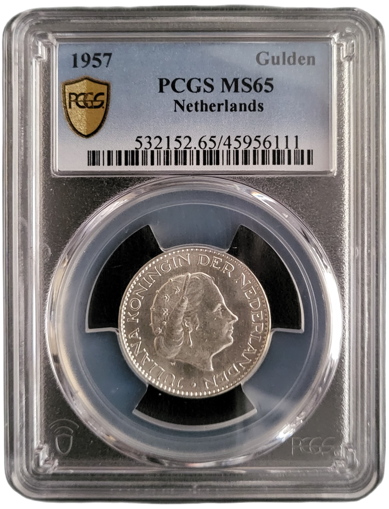 gld 57 ms65 blank vz 1 gulden 1957 MS65 PCGS blank