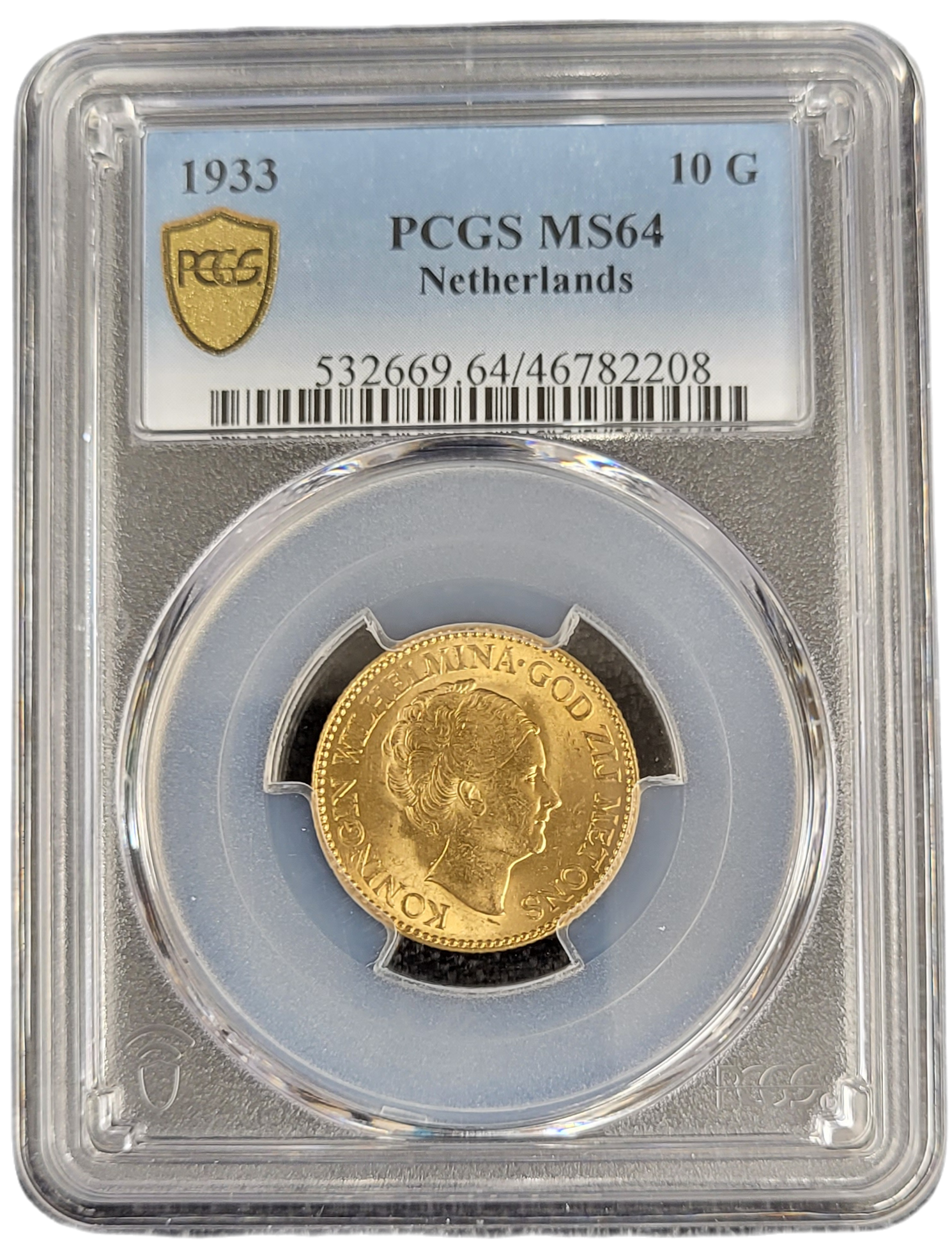 gouden 10G 1933 PCGS MS64 Front 10 gulden 1933