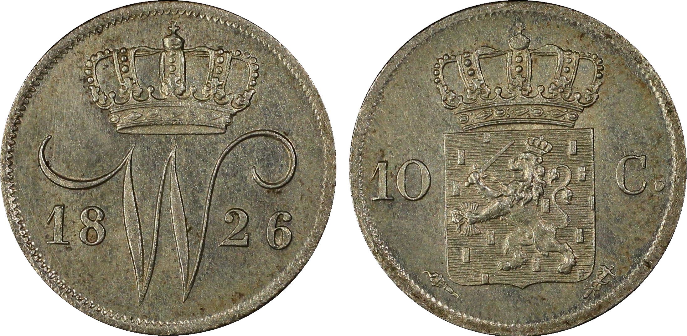 10 cent 1826 Utrecht MS63 PCGS 10 cent 1826 Utrecht