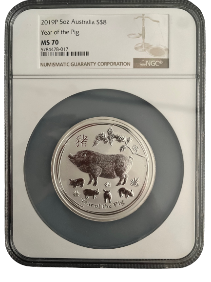 8 Dollar 2019 Lunar II Year of the Pig MS70