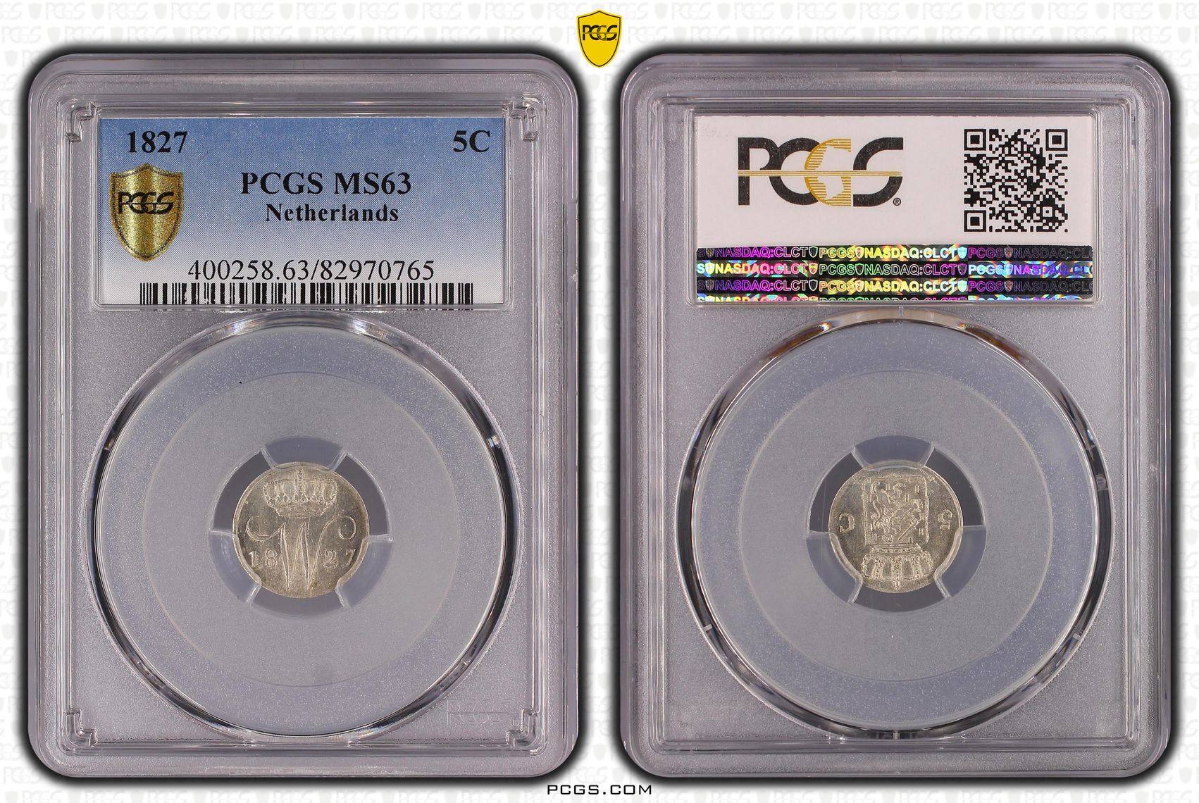 5 cent 1827 Utrecht PCGS MS63 5 cent 1827 Utrecht