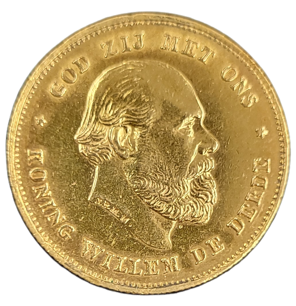 Gouden tien gulden Willem III 1875 Overslag 1875 over 1874 Zeldzaam-back