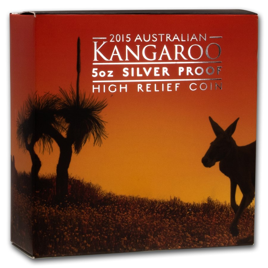 Kangaroo 5 oz 2015 - Proof & High Relief-box Kangaroo 5 oz 2015 Proof High Relief