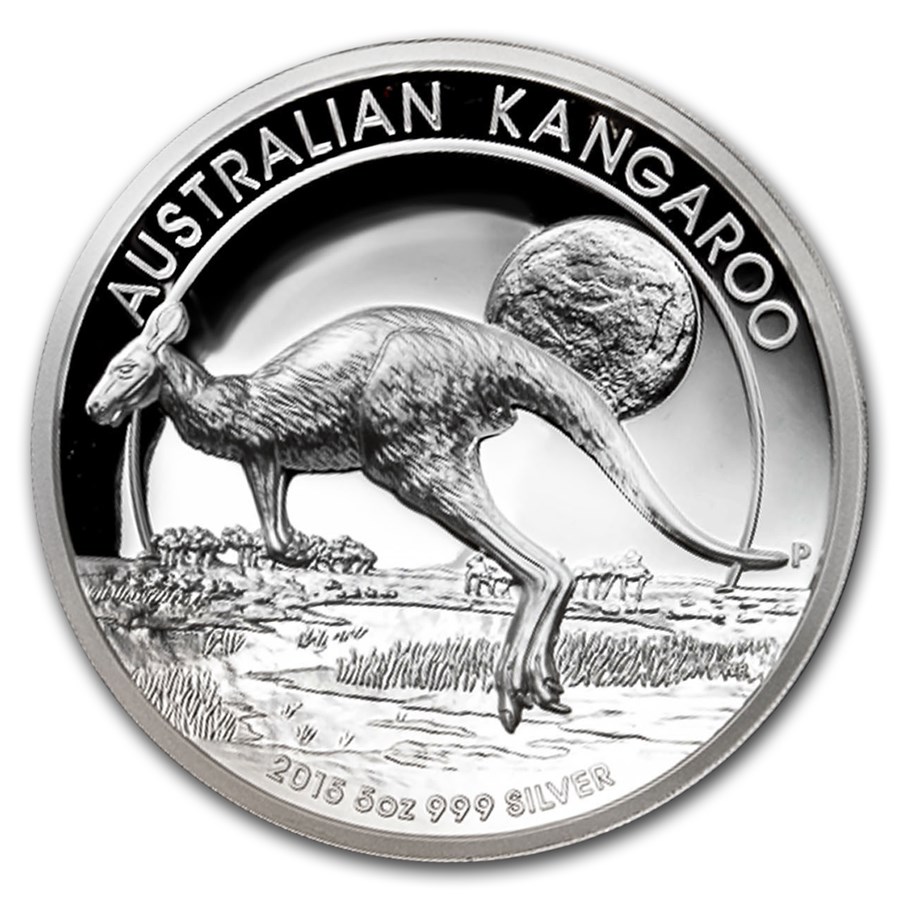 Kangaroo 5 oz 2015 - Proof & High Relief-front Kangaroo 5 oz 2015 Proof High Relief front