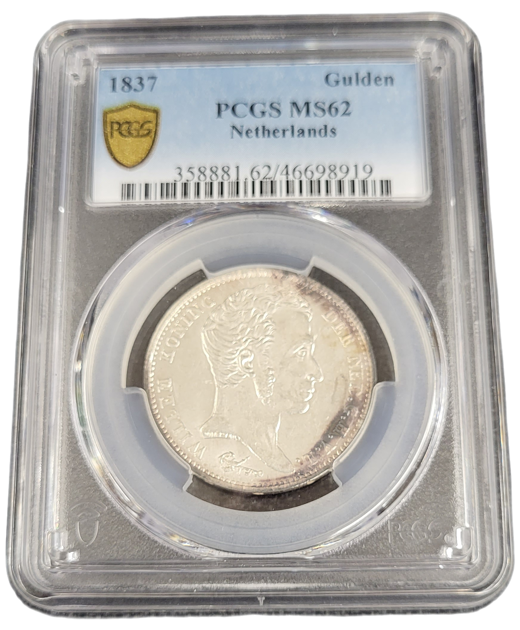 Koning Willem I 1 gulden 1837 MS62 PCGS-front