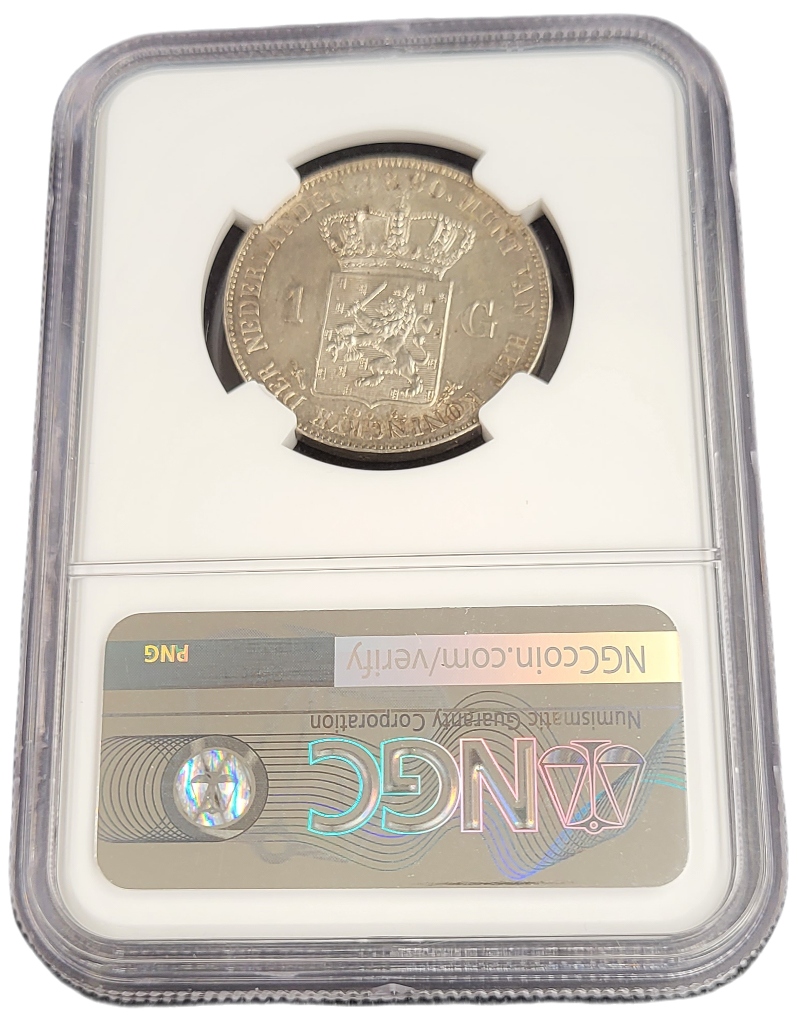 Koning Willem III 1 Gulden 1860 MS62 NGC-back