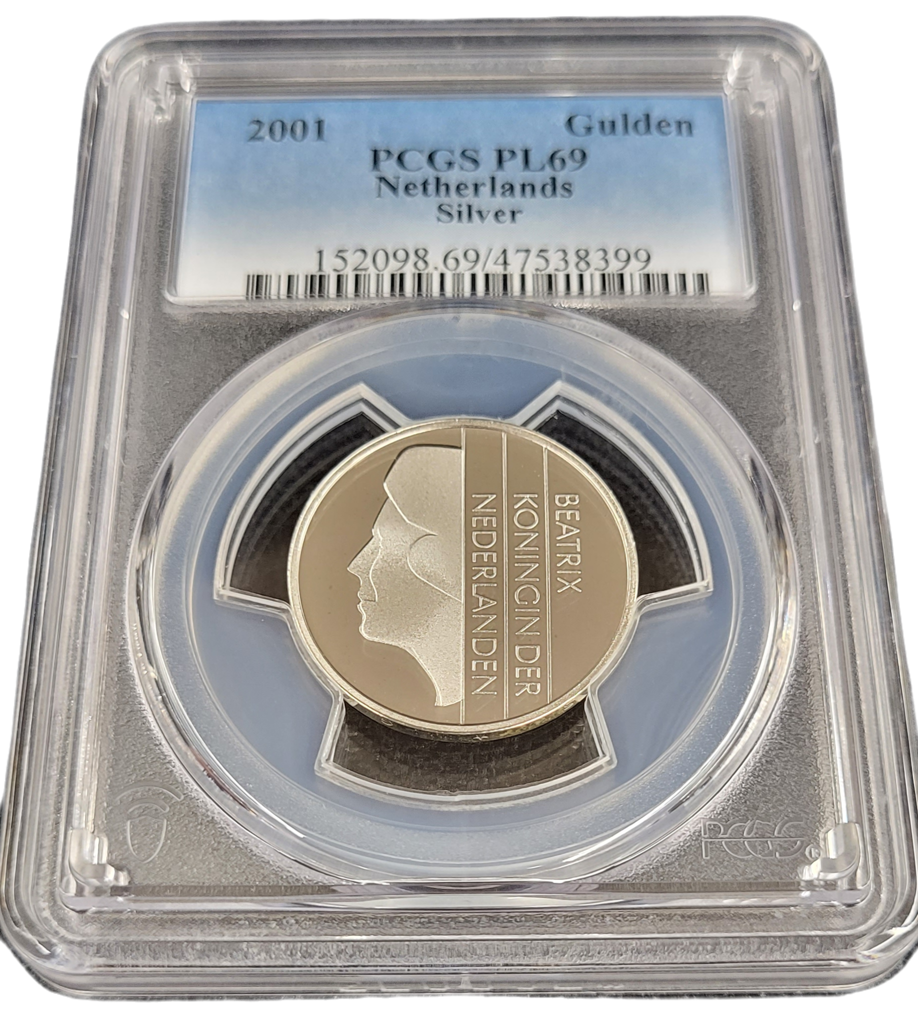 Koningin Beatrix Zilveren 1 gulden 2001 PL69 PCGS-front