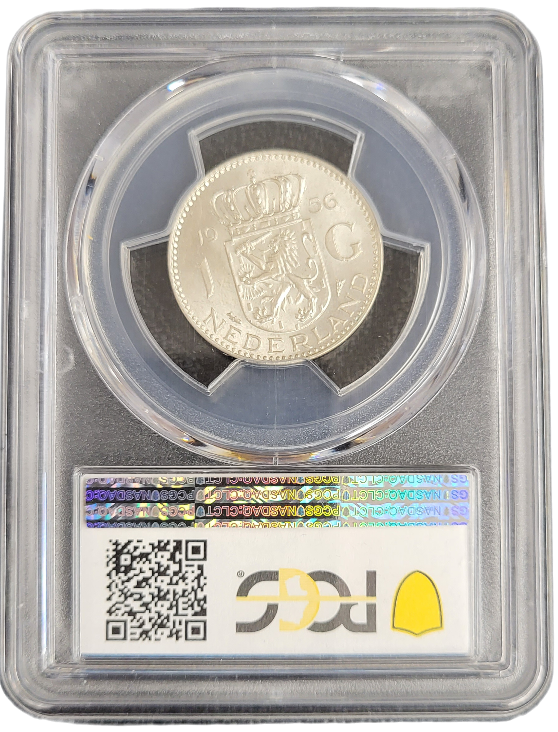 Koningin Juliana zilveren 1 gulden 1956 MS65 PCGS-back