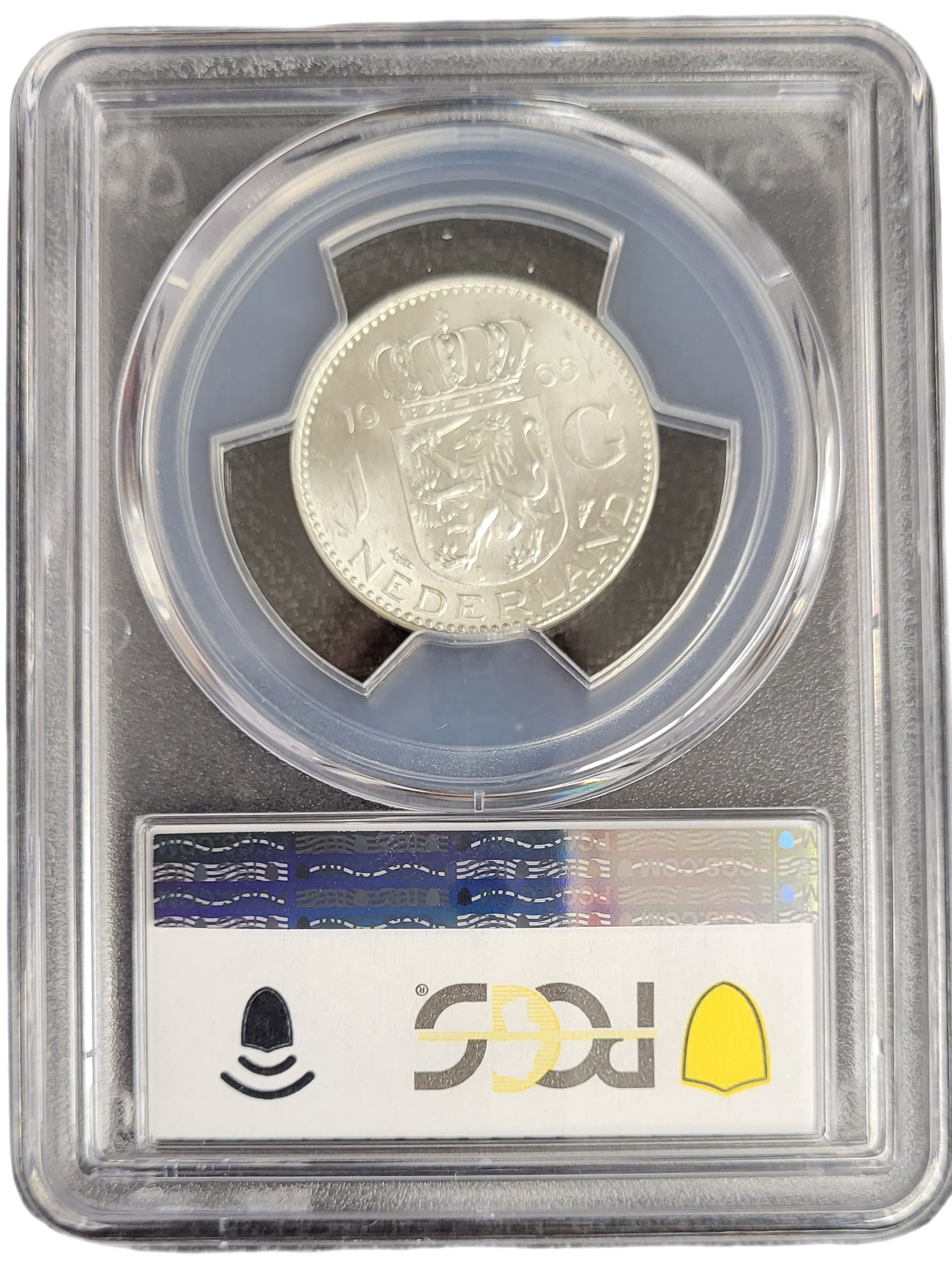 Koningin Juliana zilveren 1 gulden 1965 MS64 PCGS-back