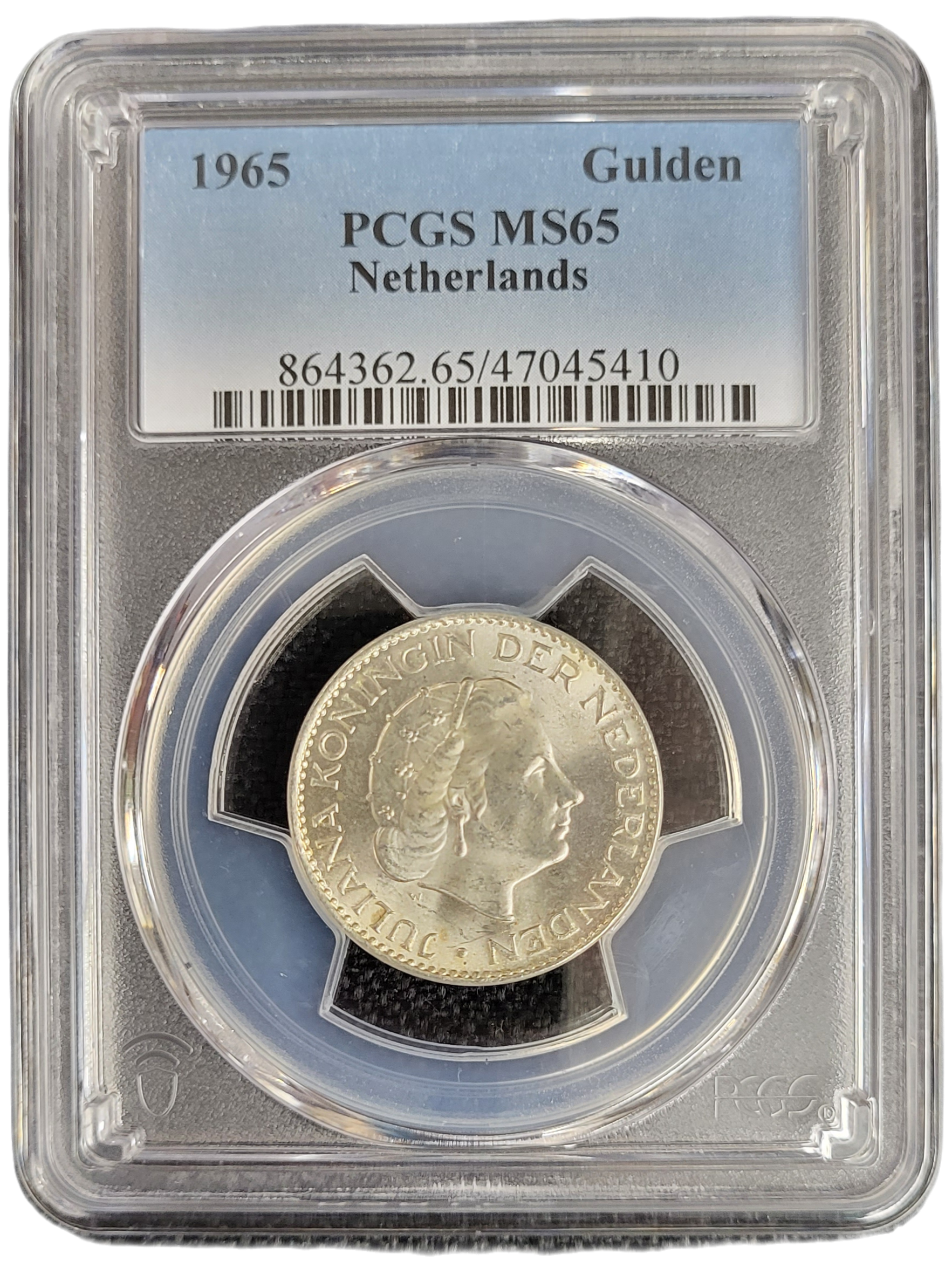 Koningin Juliana zilveren 1 gulden 1965 MS65 PCGS-10-front