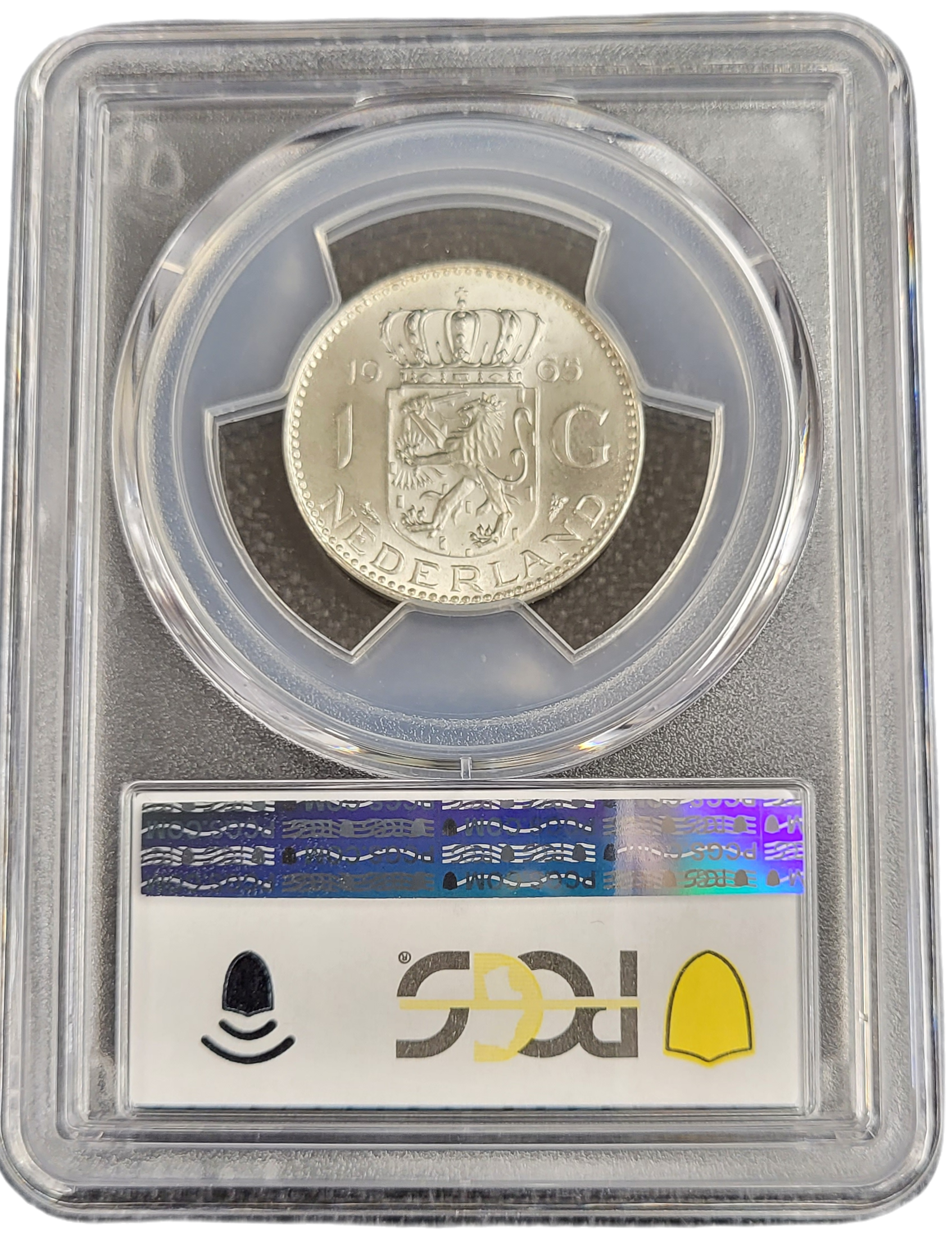 Koningin Juliana zilveren 1 gulden 1965 MS66 PCGS-back