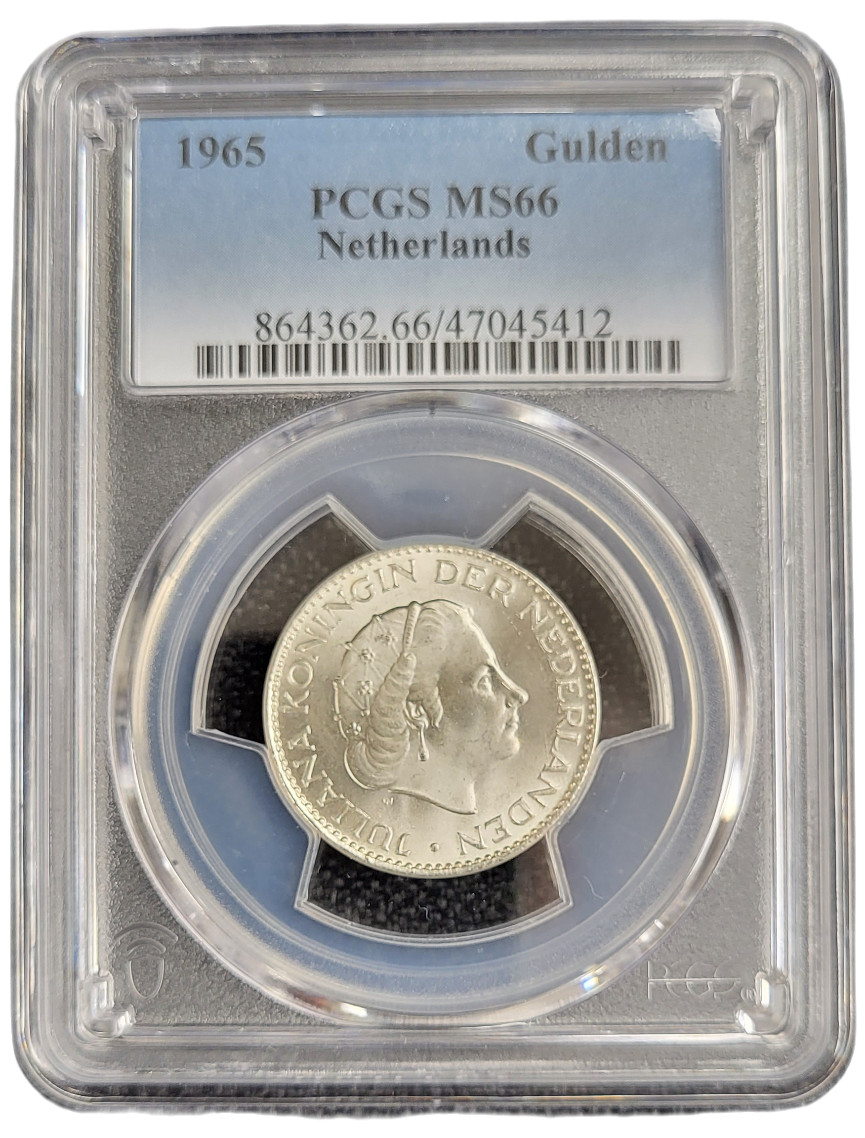 Koningin Juliana zilveren 1 gulden 1965 MS66 PCGS-front