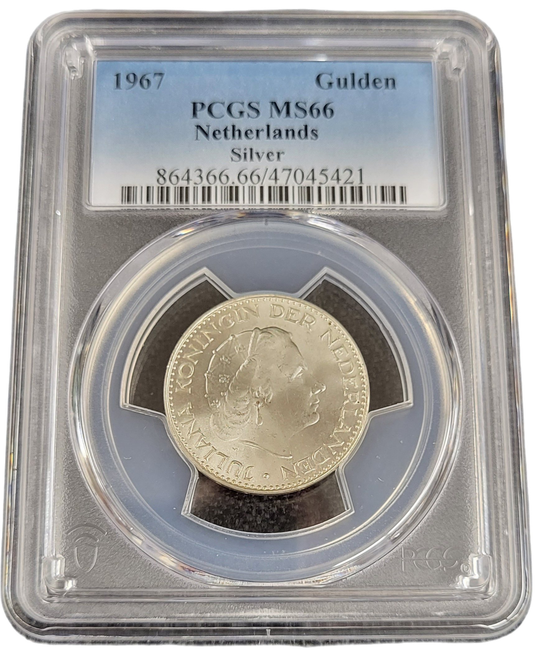 Koningin Juliana zilveren 1 gulden 1967 MS66 PCGS-21