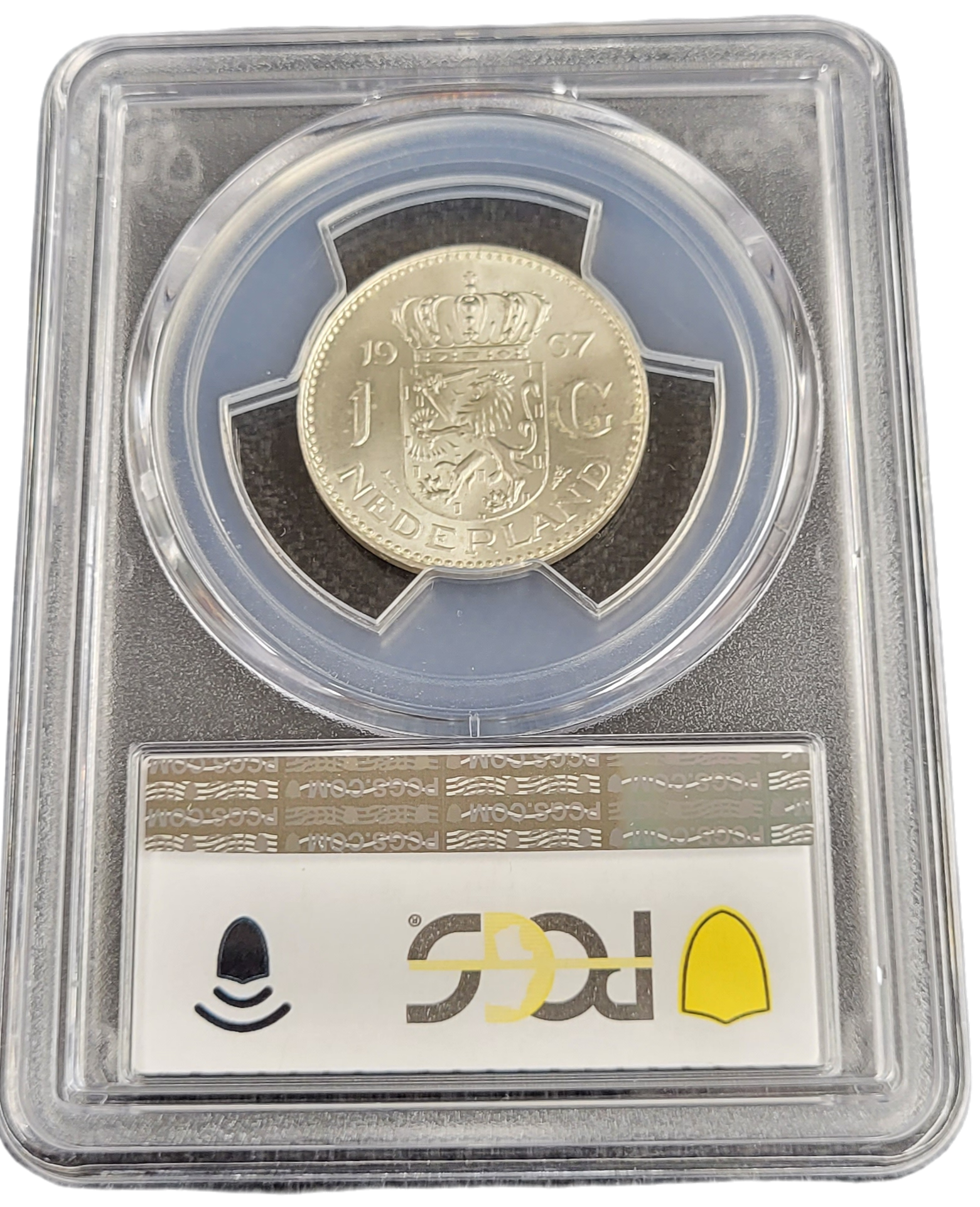 Koningin Juliana zilveren 1 gulden 1967 MS66 PCGS-back