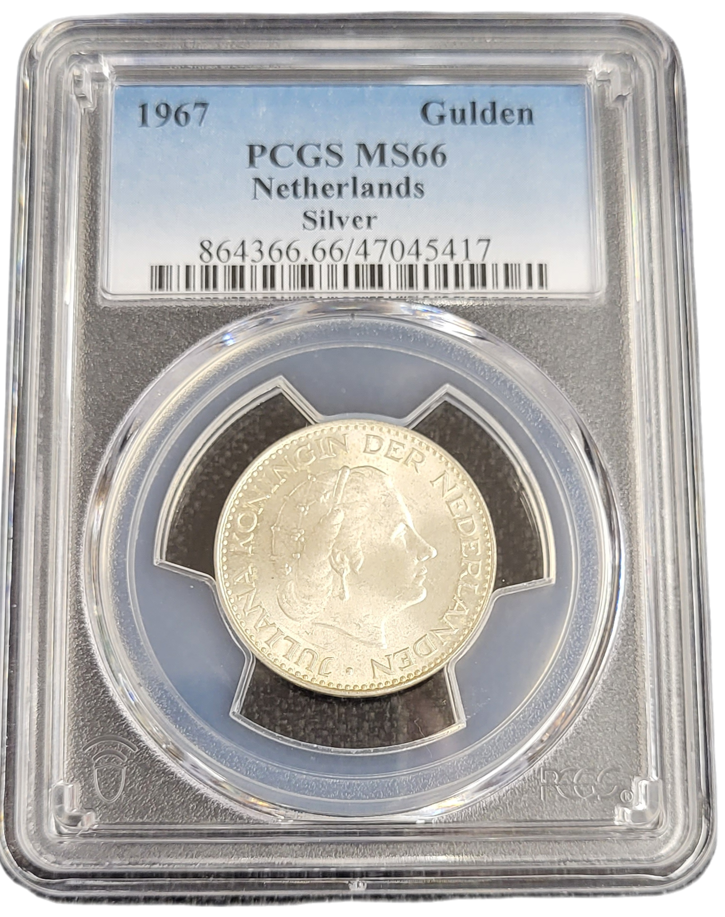 Koningin Juliana zilveren 1 gulden 1967 MS66 PCGS-front