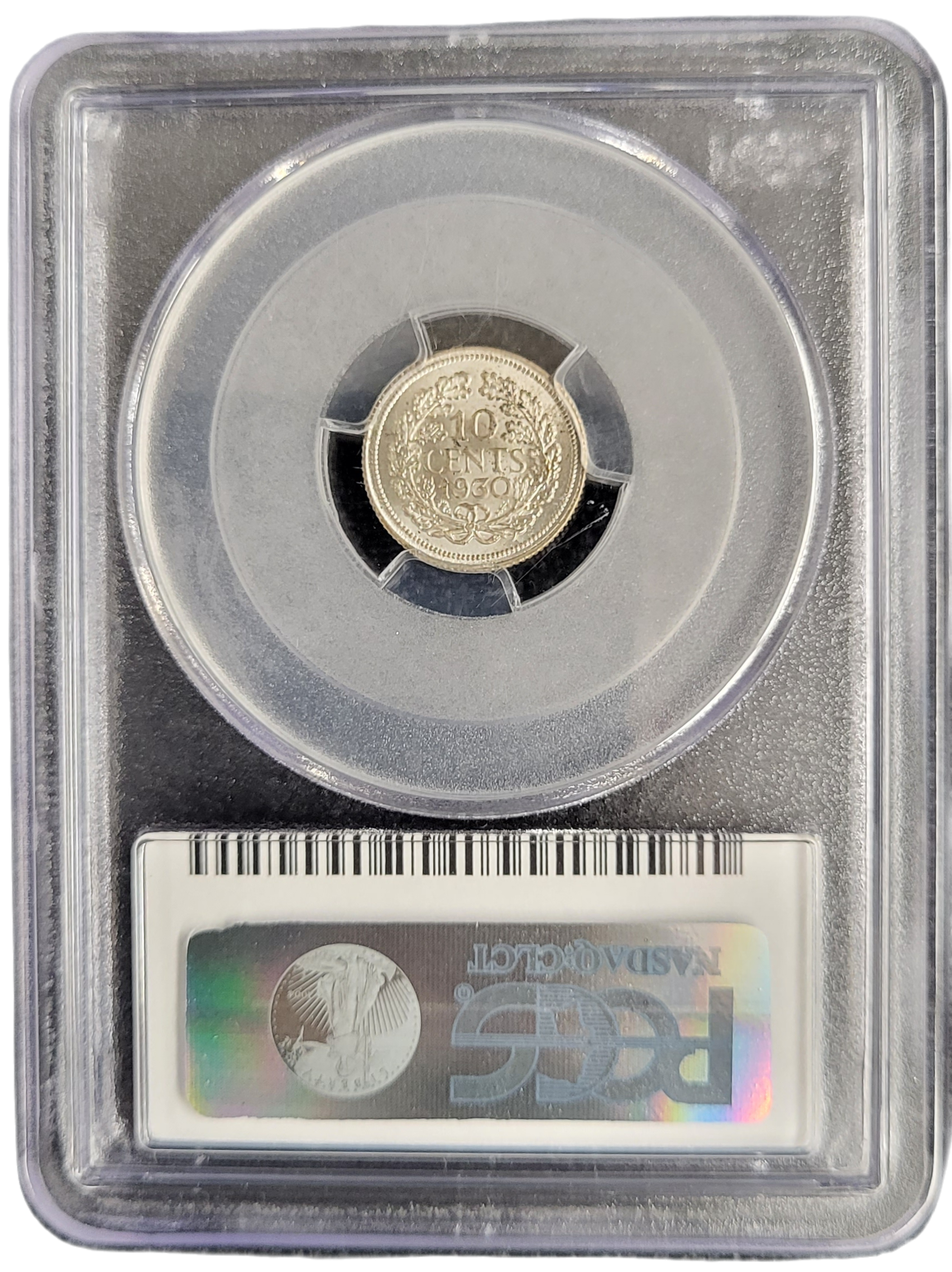 Koningin Wilhelmina 10 cent 1930 MS64 PCGS-back