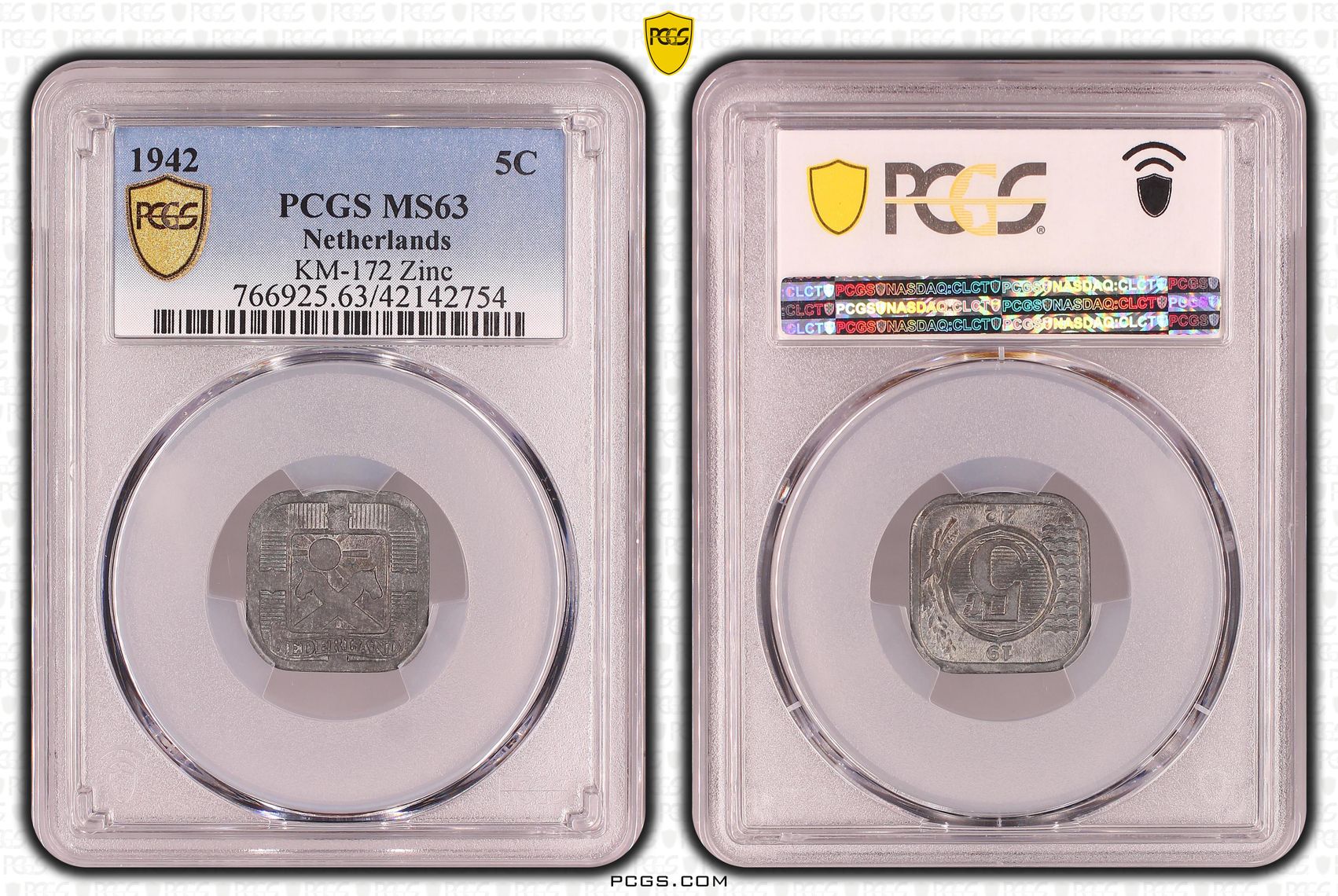 Zinken 5 cent 1942 PCGS MS63 zinken 5 cent 1942