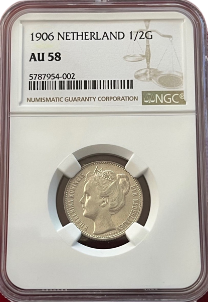 Halve gulden 1906 AU58 NGC
