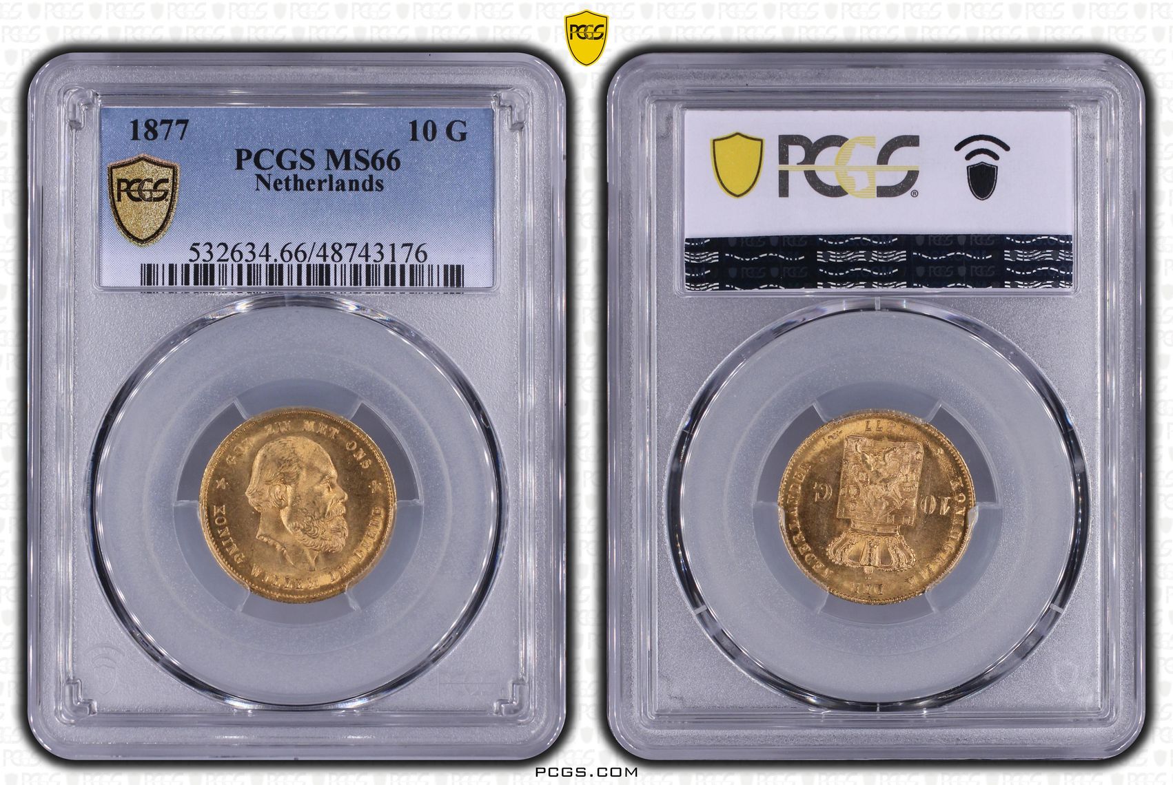 10 gulden 1877 MS66 PCGS 10 gulden 1877 MS66 PCGS